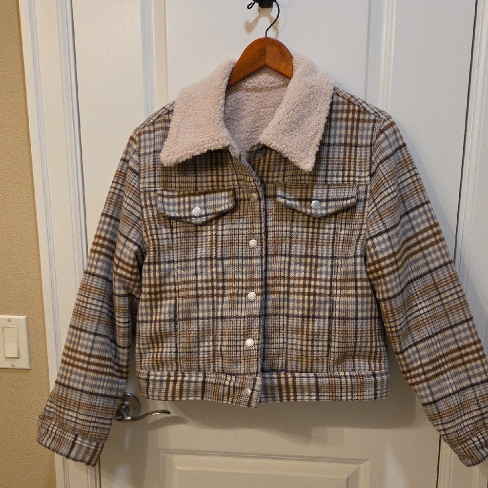 Oat New York Plaid Sherpa Jean Jacket